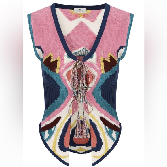 NWT FABULOUS ETRO
Boho Butterfly Intarsia Knit Tie Vest ~ 40 - Picture 5 of 8